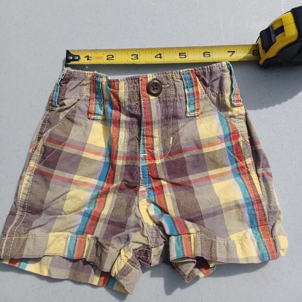 OshKosh Plaid Elastic Waist Shorts w Pockets Baby 3m